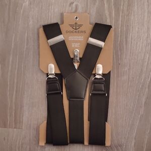 Dockers Black Suspenders with Silver Clips